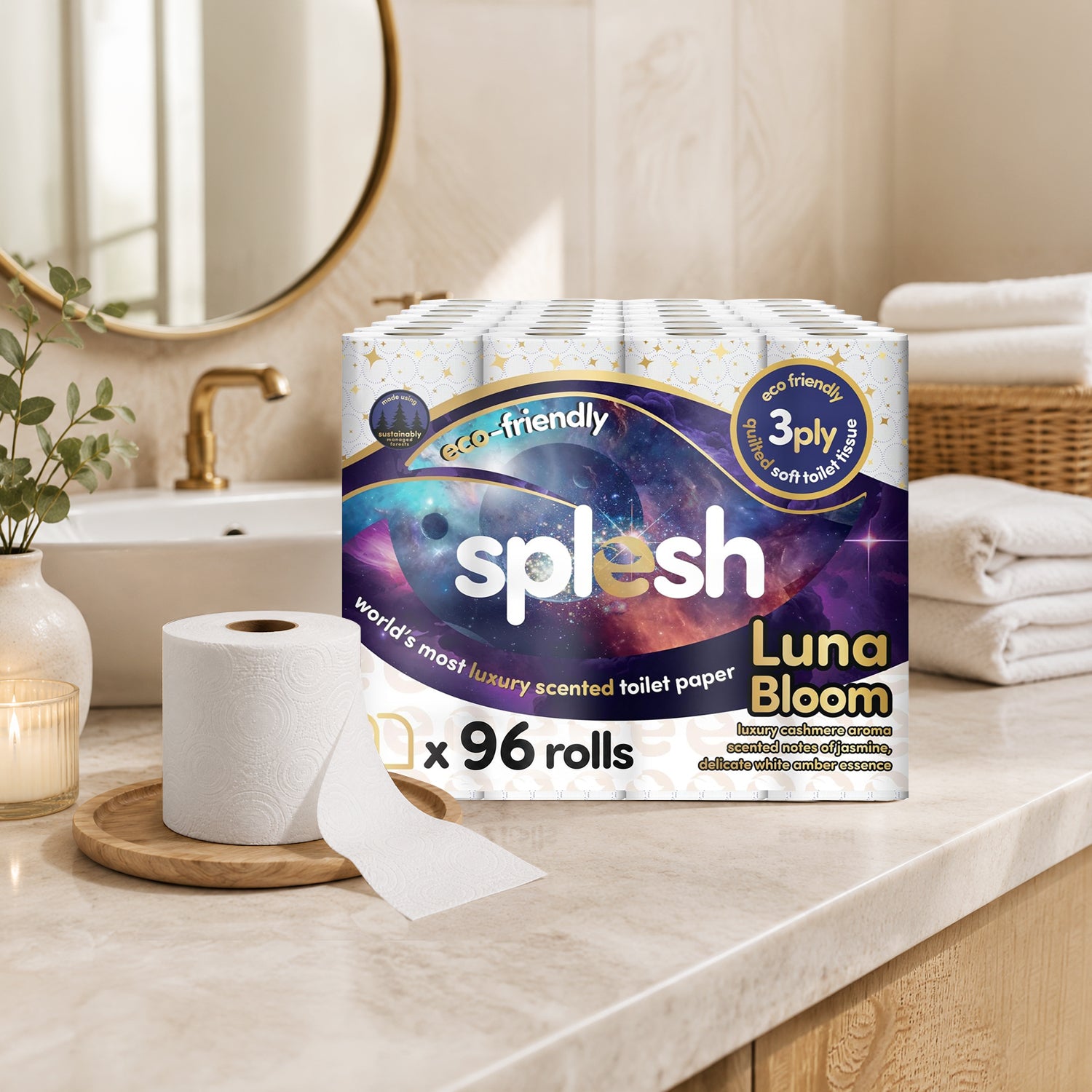 Splesh luna bloom luxury scented toilet roll, 96 rolls