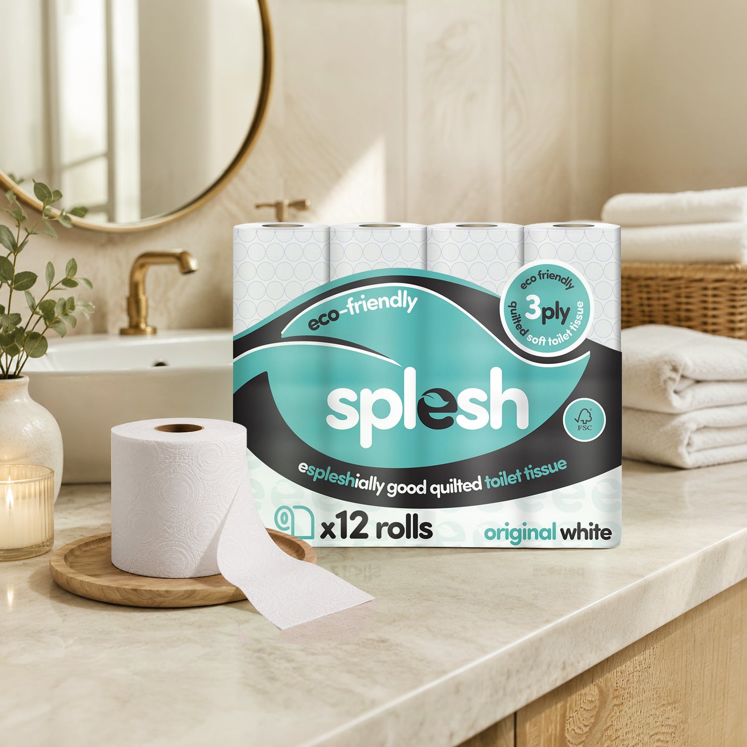 Splesh toilet roll 3ply, 12 rolls
