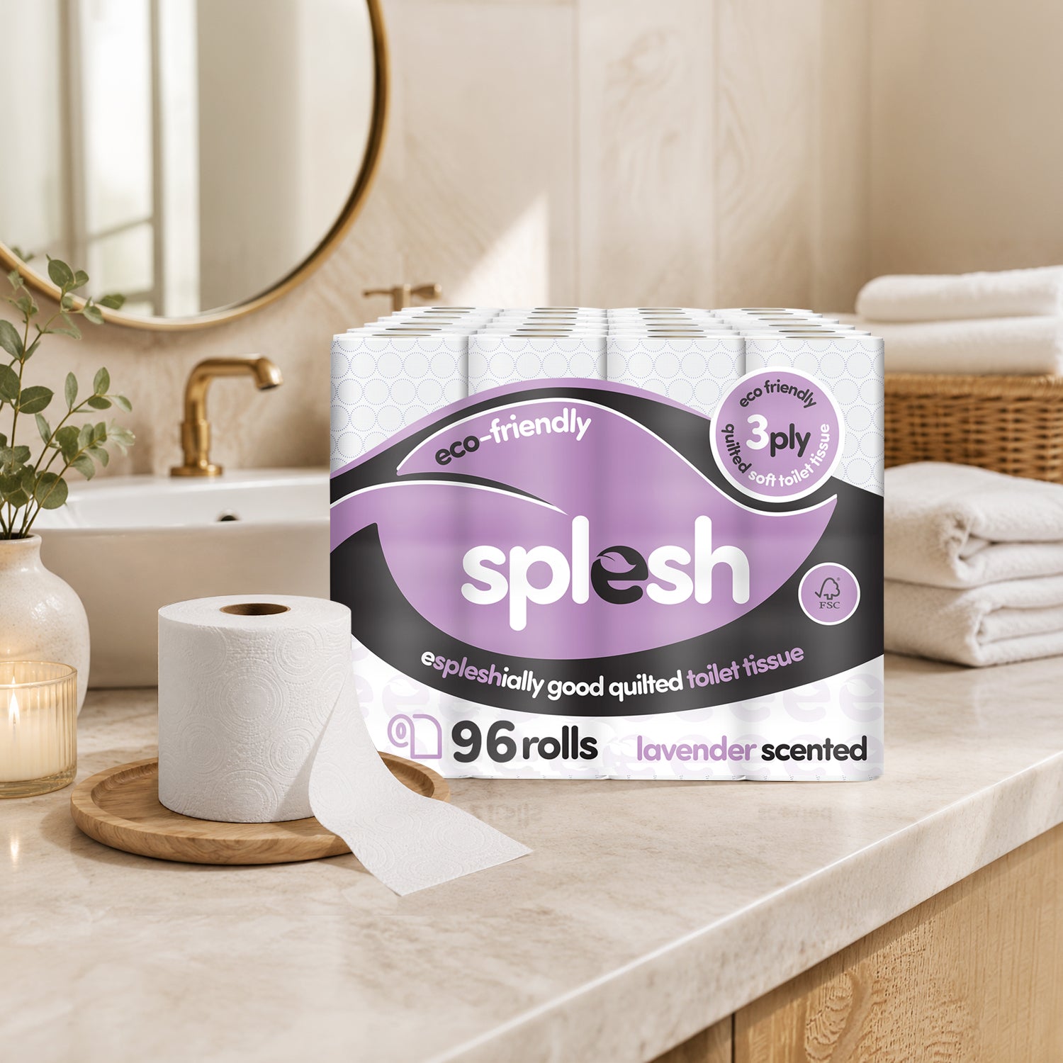Splesh toilet tissue lavender scented 96 rolls
