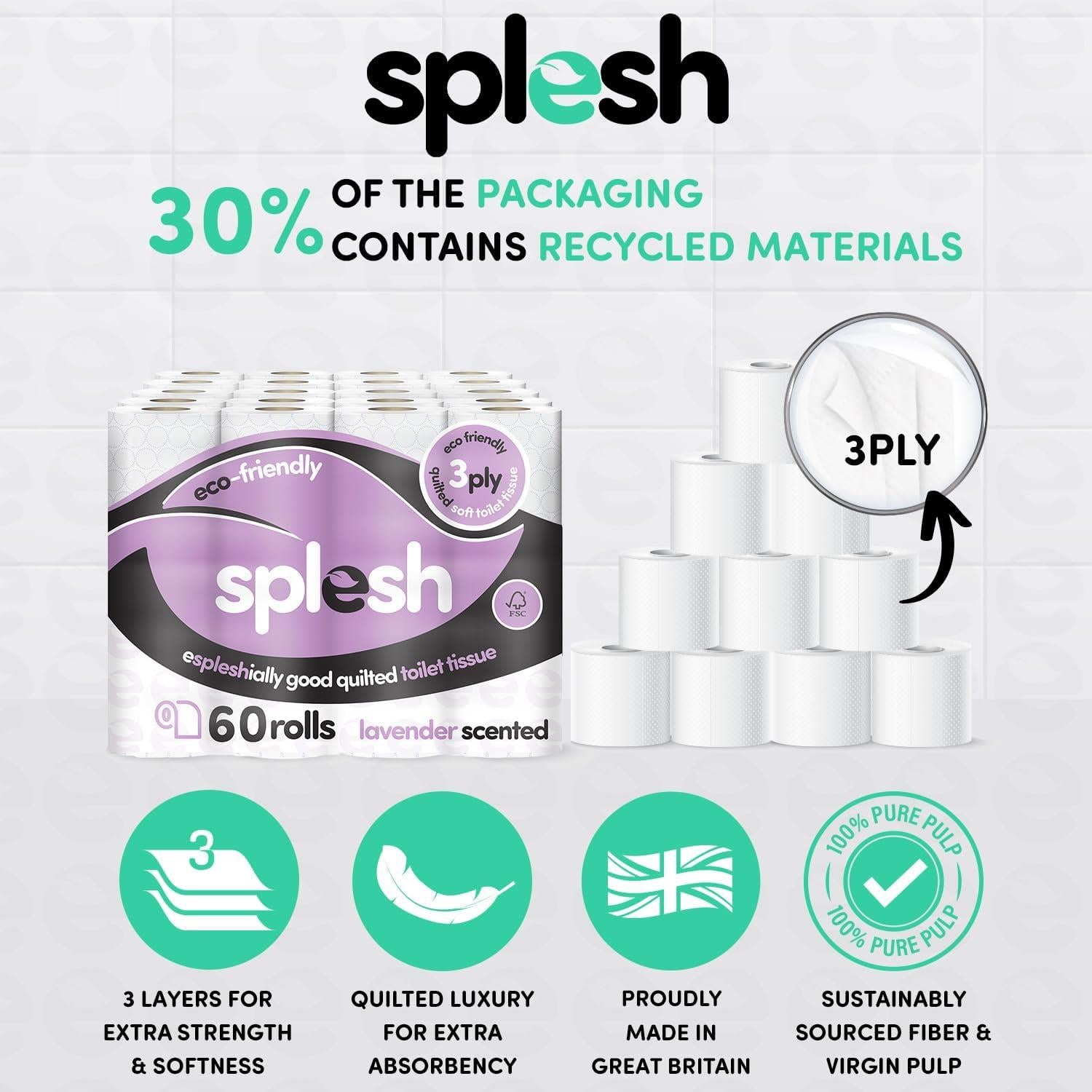 Splesh Super Saver 72 Toilet Rolls Variety Pack (36 Vanilla+36 Lavender Rolls) - Splesh