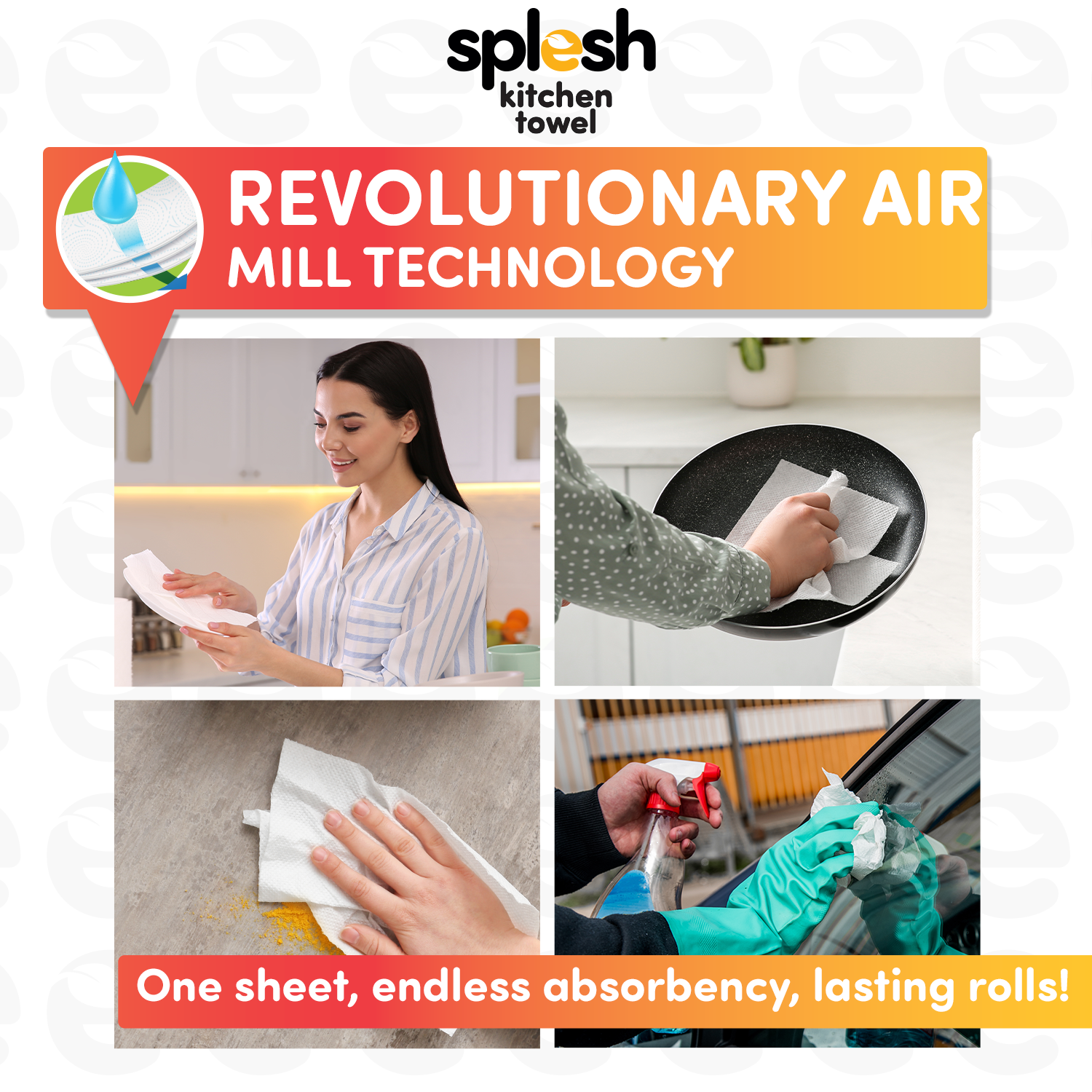 Splesh Culina Kitchen Towel - Mango & Passionfruit scented 3 Ply Ultra Absorbent Household XL Roll, 18 Rolls - Splesh