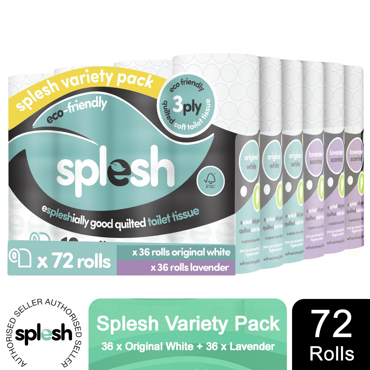 Pick & Mix Splesh Super Saver 72 Toilet Rolls Variety Pack - Splesh