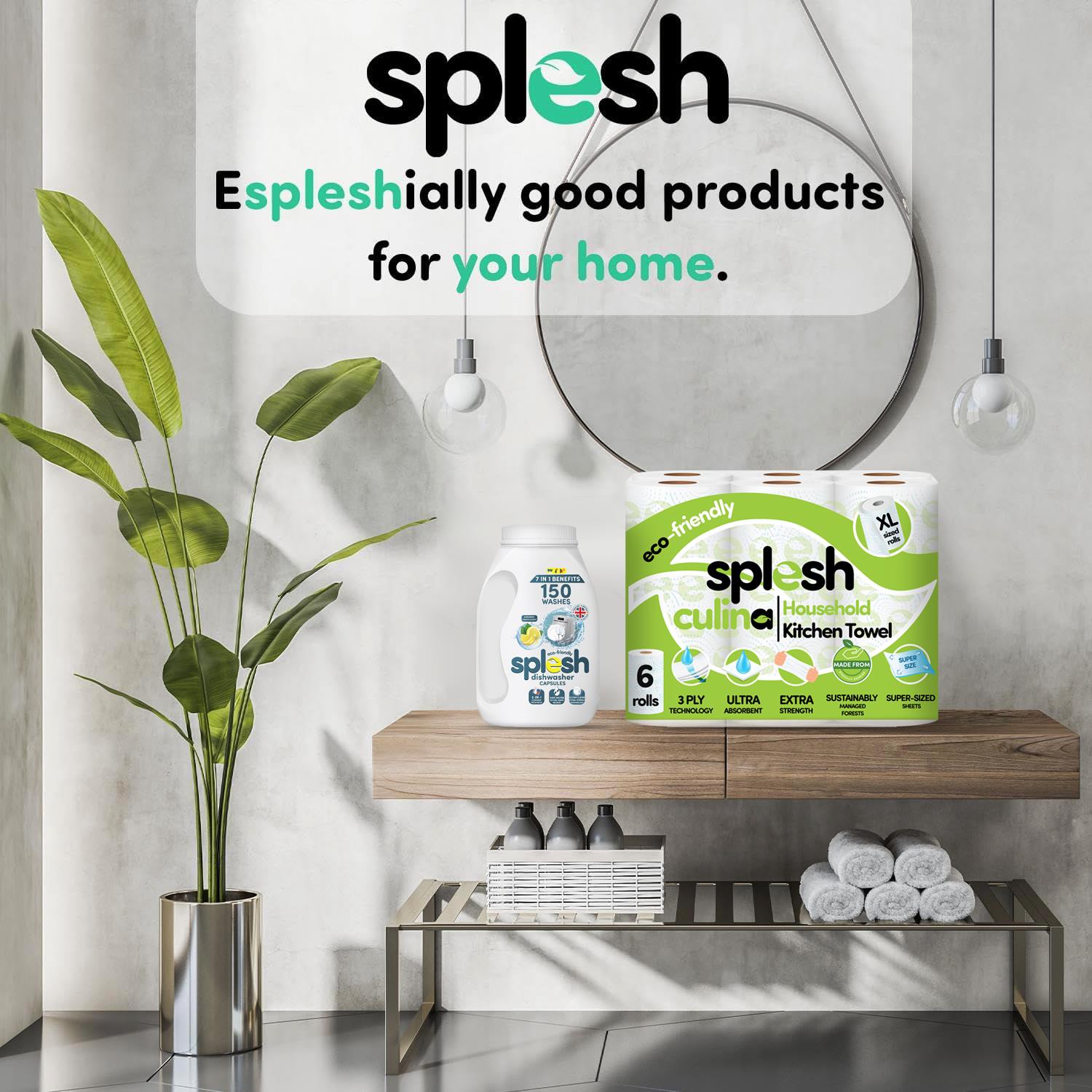 Splesh Culina XL Kitchen Towel 3 Ply 6 Rolls with 3in1 Dishwasher Tablets 150W - Splesh