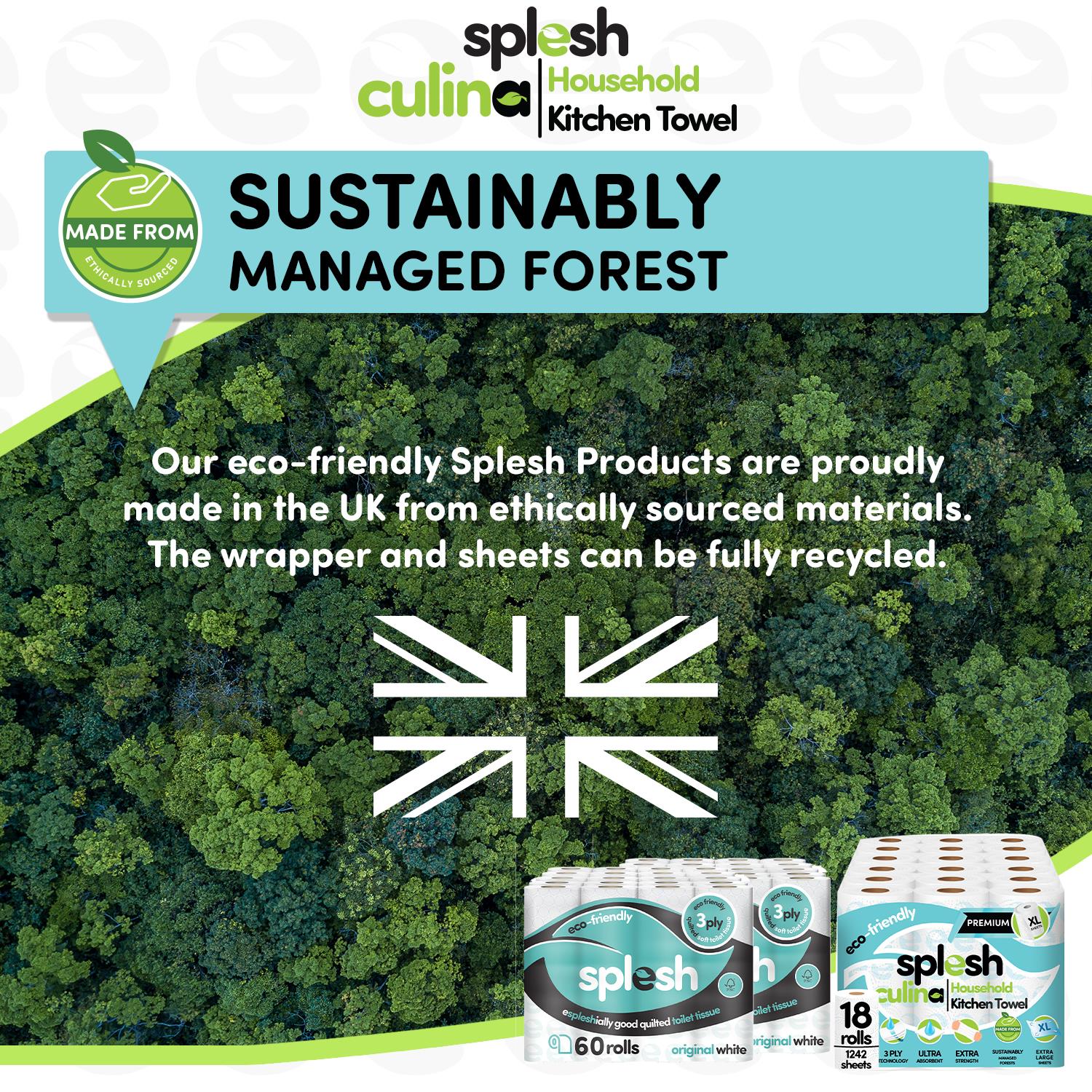 Splesh Toilet Roll Quilted White 120 Rolls with Culina Kitchen Towel 18 Rolls - Splesh