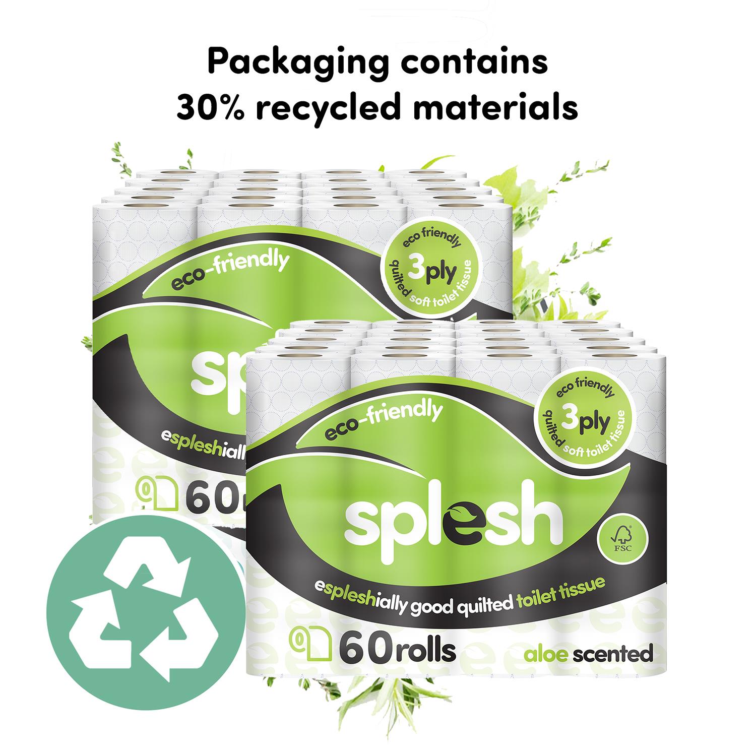 Splesh Toilet Roll Soft & Quilted 3Ply AloeVera Scented Toilet Tissue, 120 Rolls - Splesh