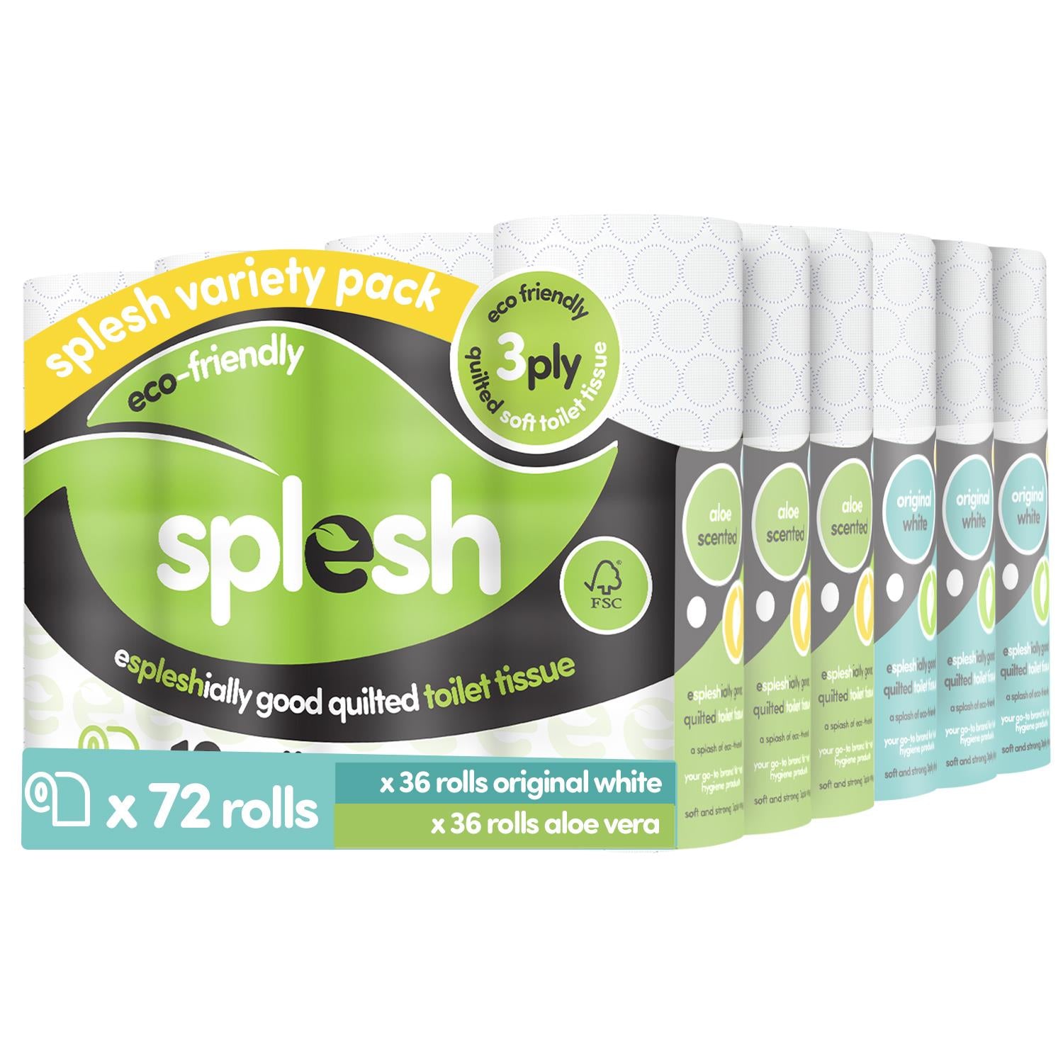 Pick & Mix Splesh Super Saver 72 Toilet Rolls Variety Pack - Splesh