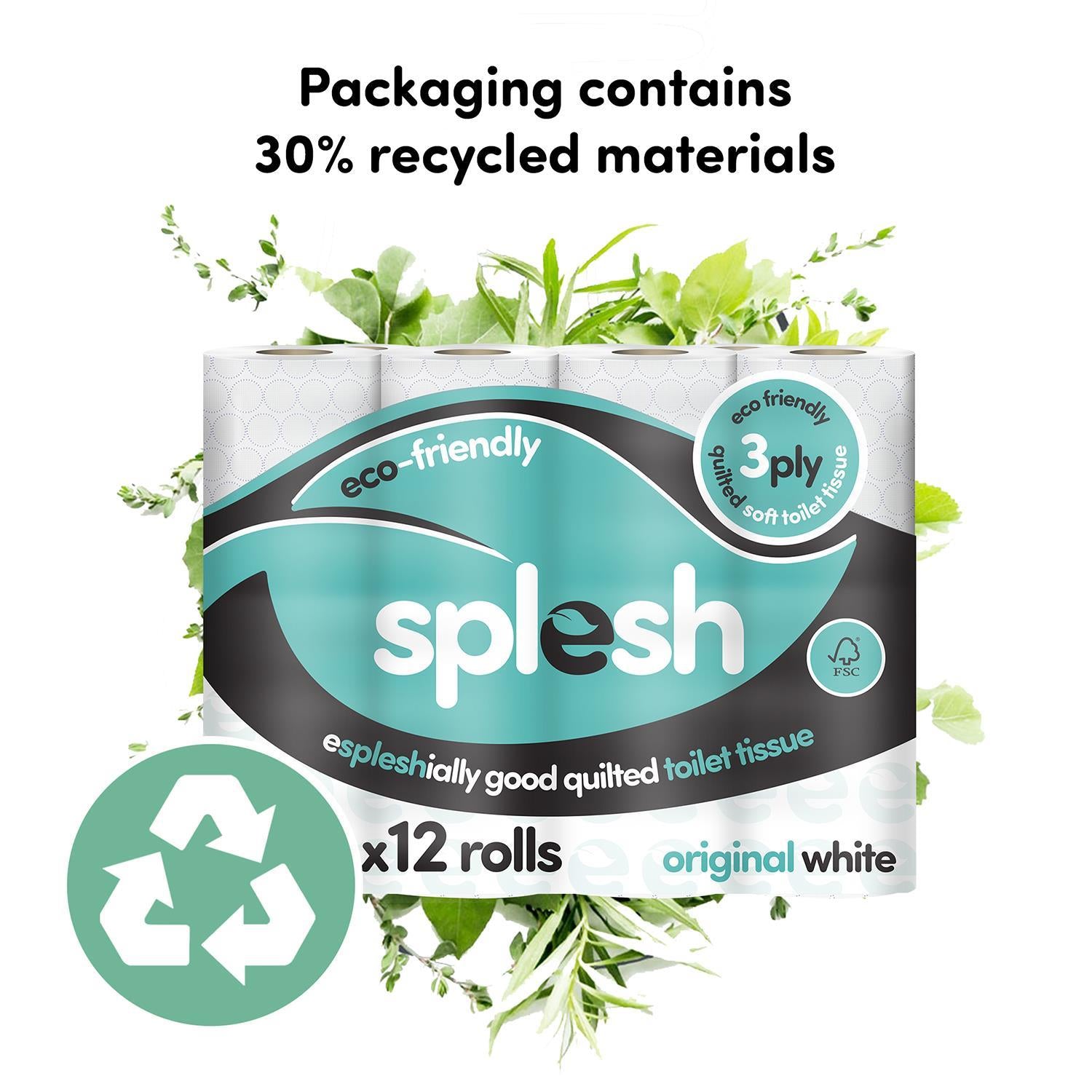 Splesh toilet tissue original white 12 rolls