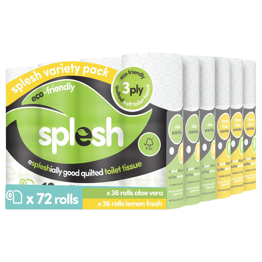 Splesh Super Saver 72 Toilet Rolls Variety Pack (36 Aloe+36 Fresh Lemon Rolls)