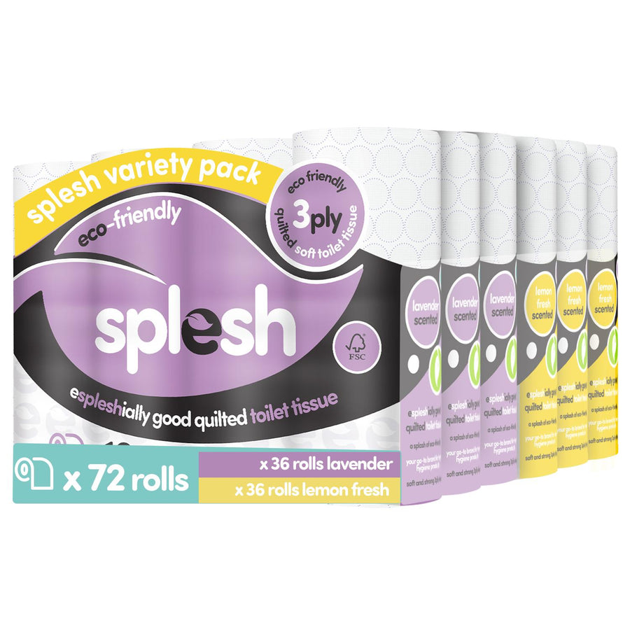 Splesh Super Saver 72 Toilet Rolls Variety Pack (36 Lemon+36 Lavender Rolls)