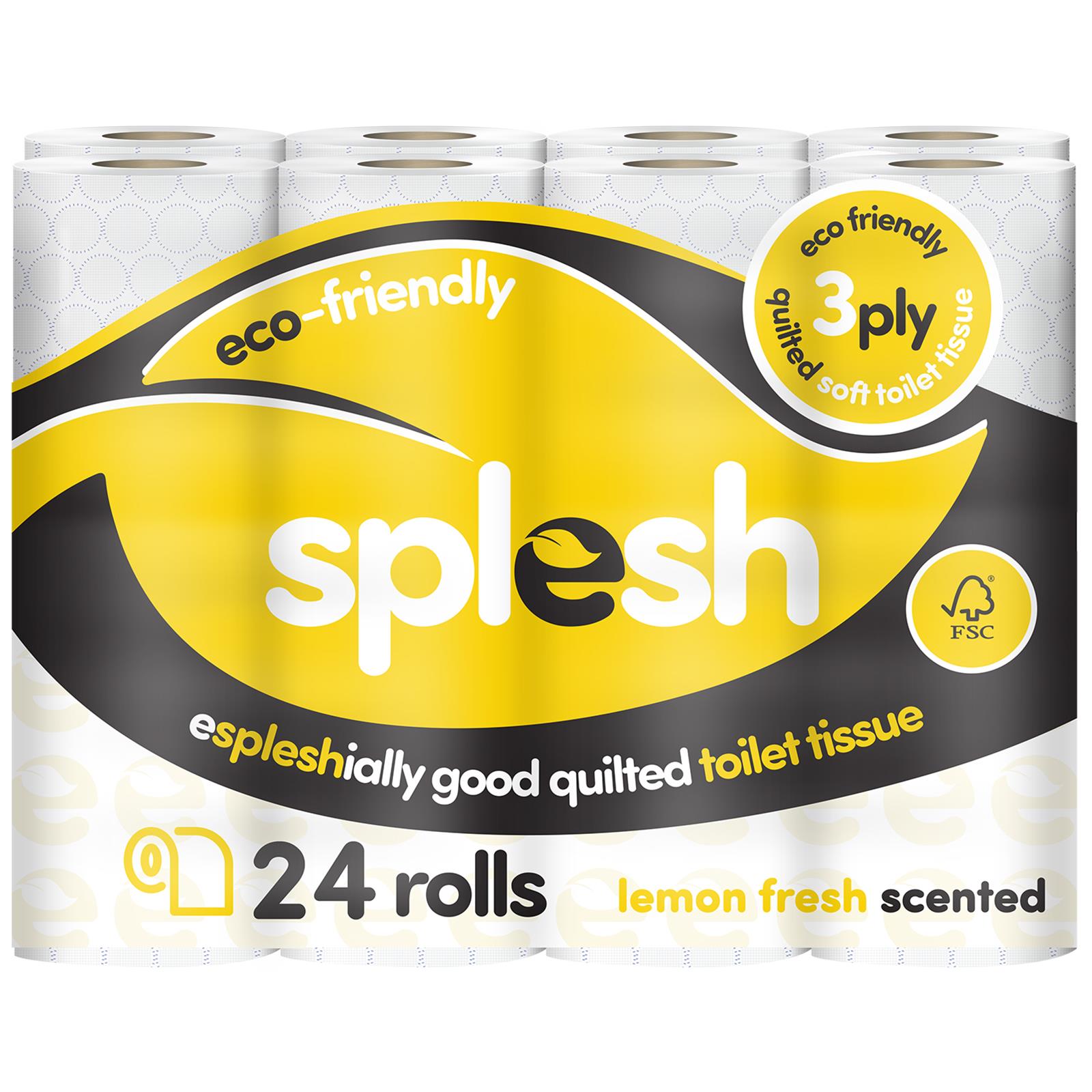 Splesh Soft & Quilted White, Lavender Aloe Vera or Lemon Toilet Tissue 24 Rolls - Splesh