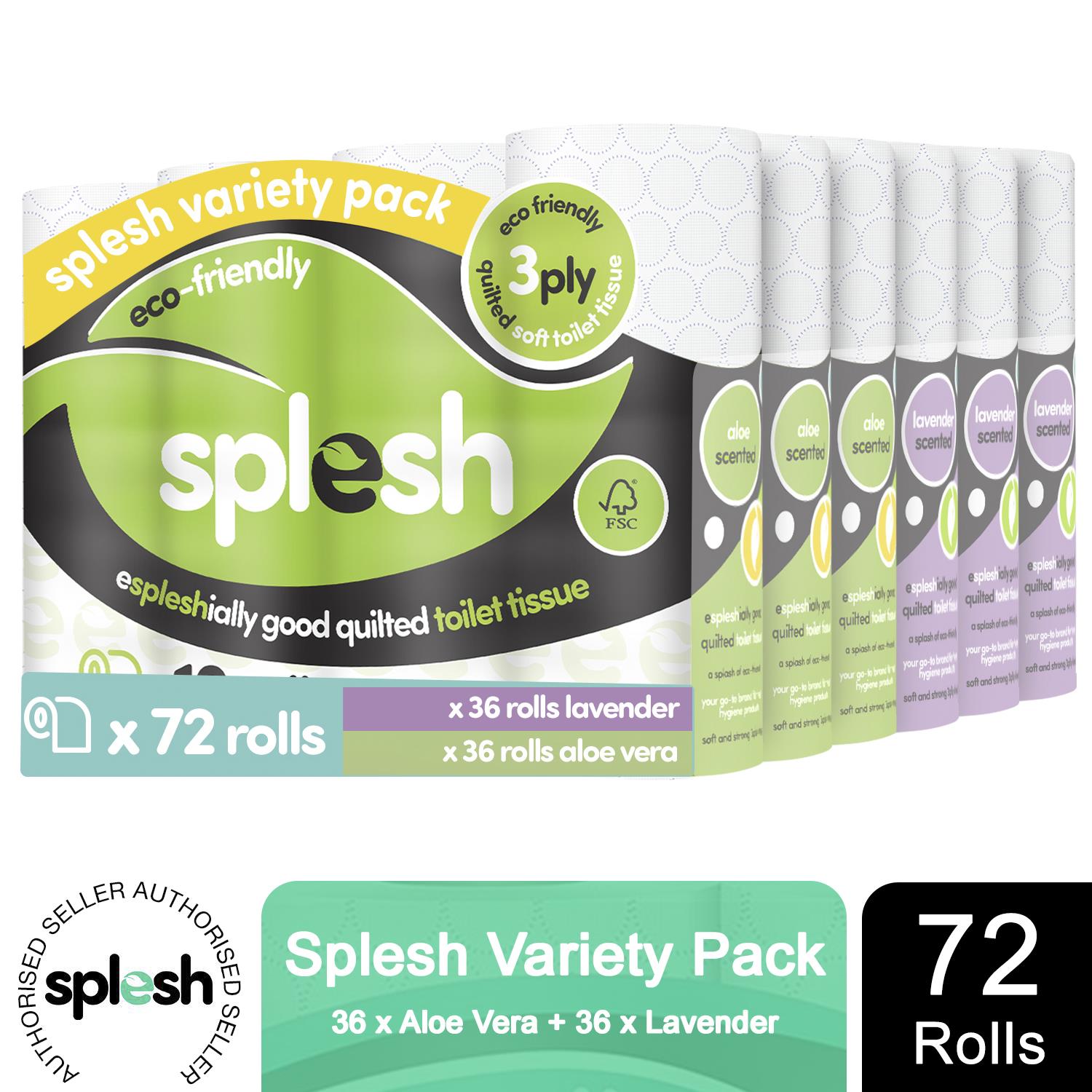 Pick & Mix Splesh Super Saver 72 Toilet Rolls Variety Pack - Splesh