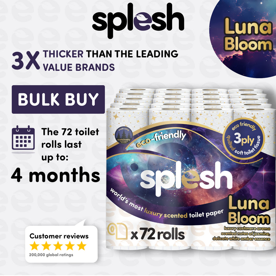 Splesh Quilted Luna Bloom 3-Ply Luxury Scented Toilet Tissue Paper, 72 Rolls