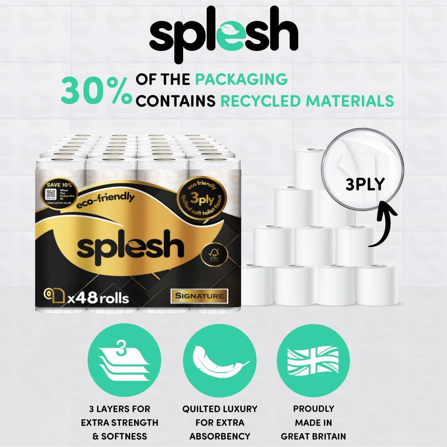 Splesh toilet paper packages 48 rolls