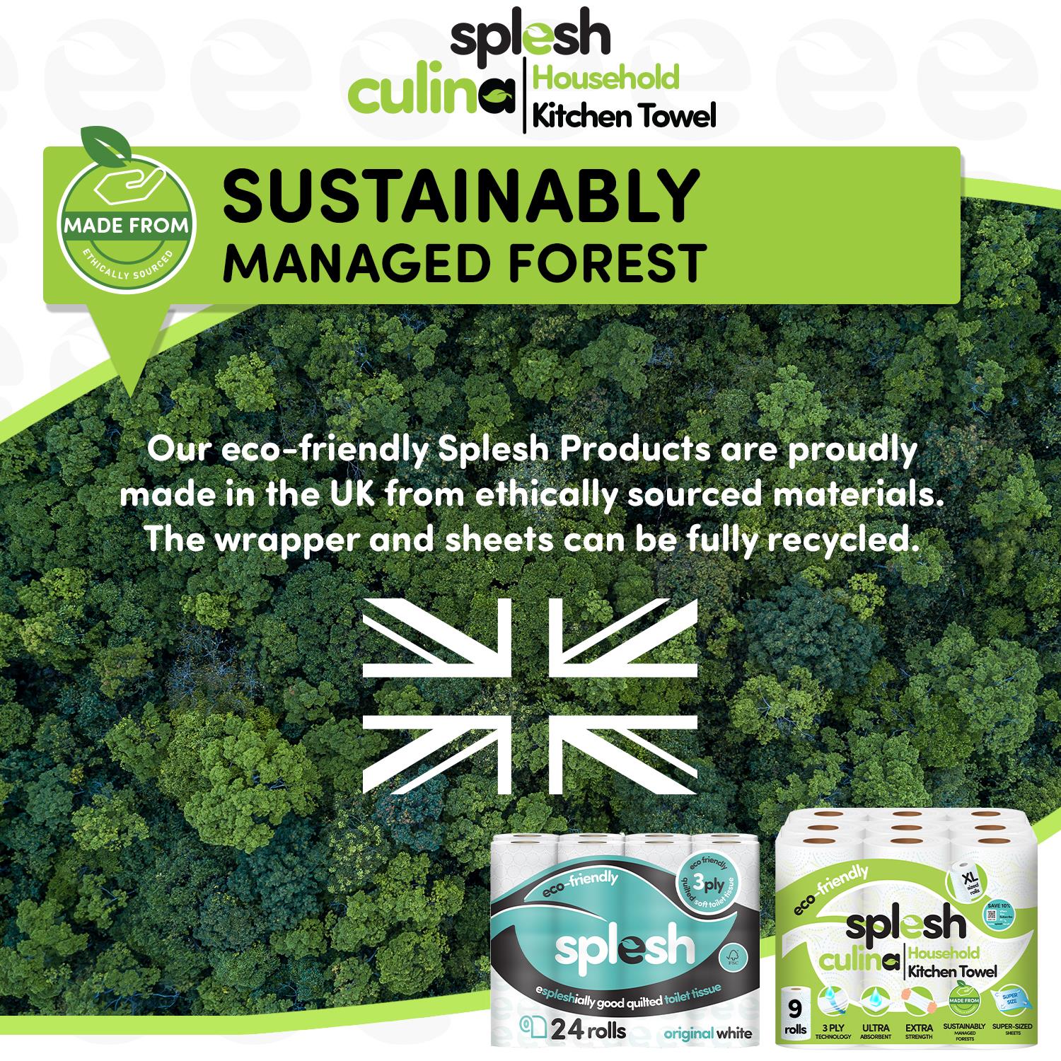 Splesh Toilet Roll Quilted White 24 Rolls with Culina Kitchen Towel 9 Rolls - Splesh