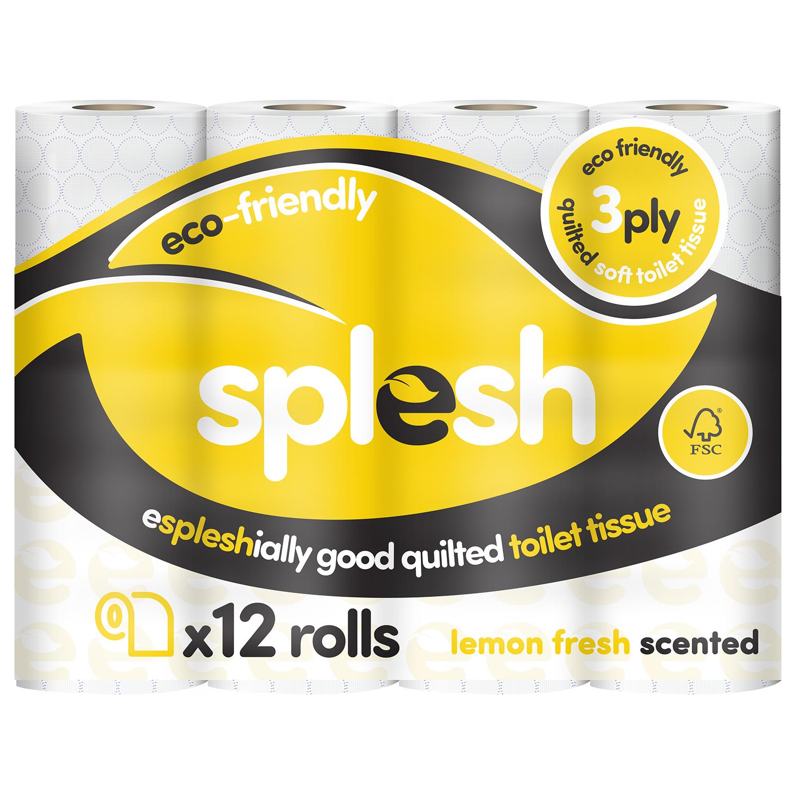 Splesh Soft & Quilted White, Lavender Aloe Vera or Lemon Toilet Tissue, 12 Rolls - Splesh