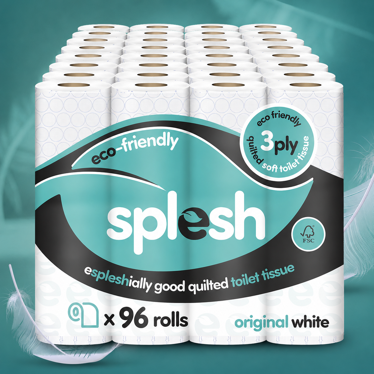Splesh toilet roll 3ply, 96 rolls, original white