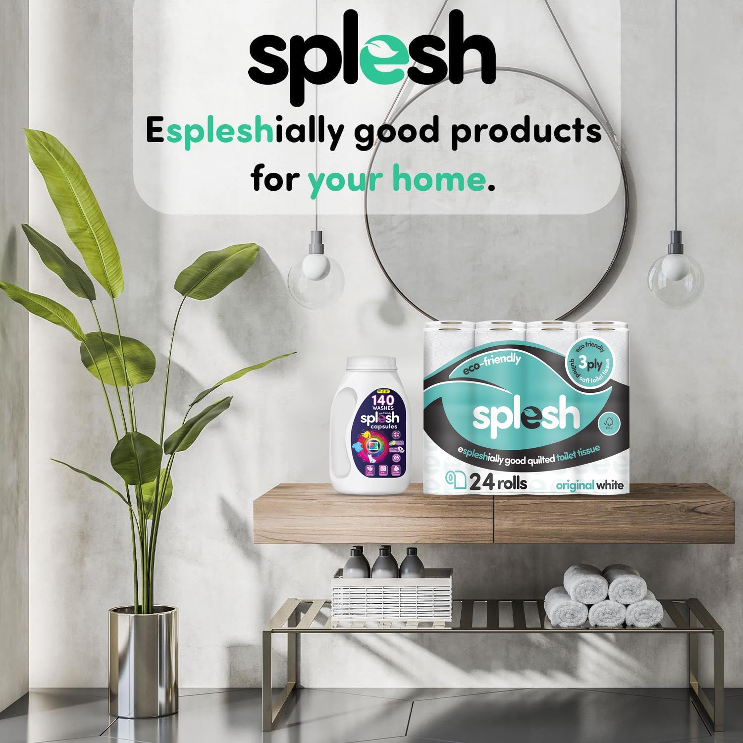 Splesh Toilet Paper Original White 3Ply 24 Rolls with 3in1 Laundry Capsules 140W - Splesh