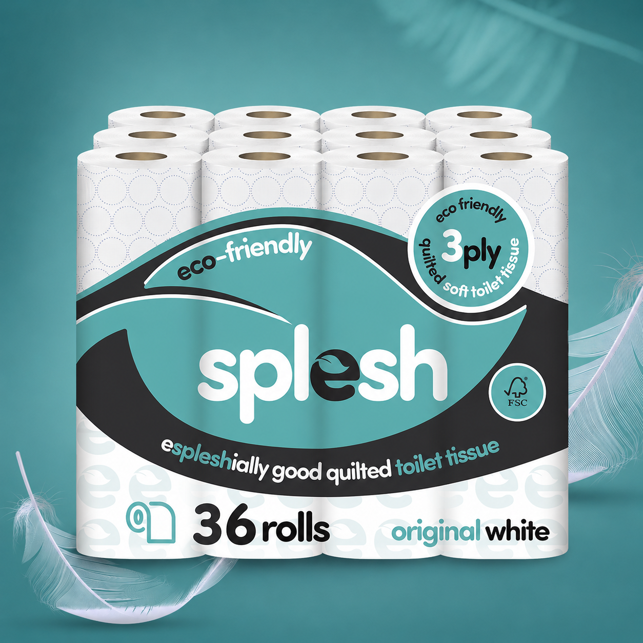 Splesh toilet roll 3ply, 36 rolls, original white
