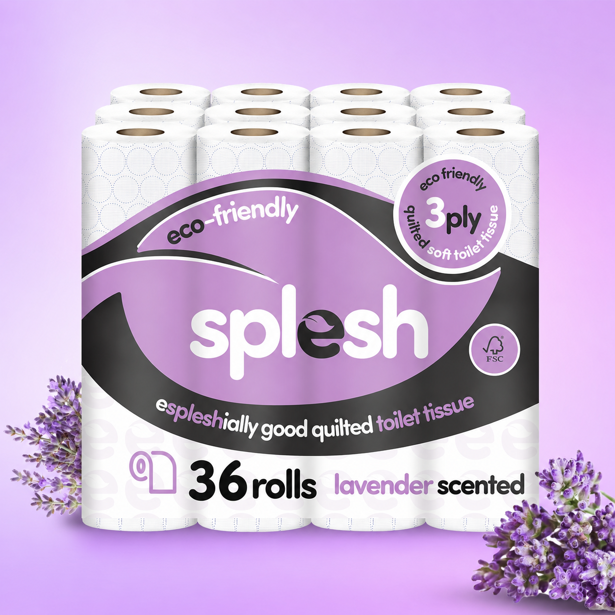 Splesh toilet tissue lavender scented 36 rolls