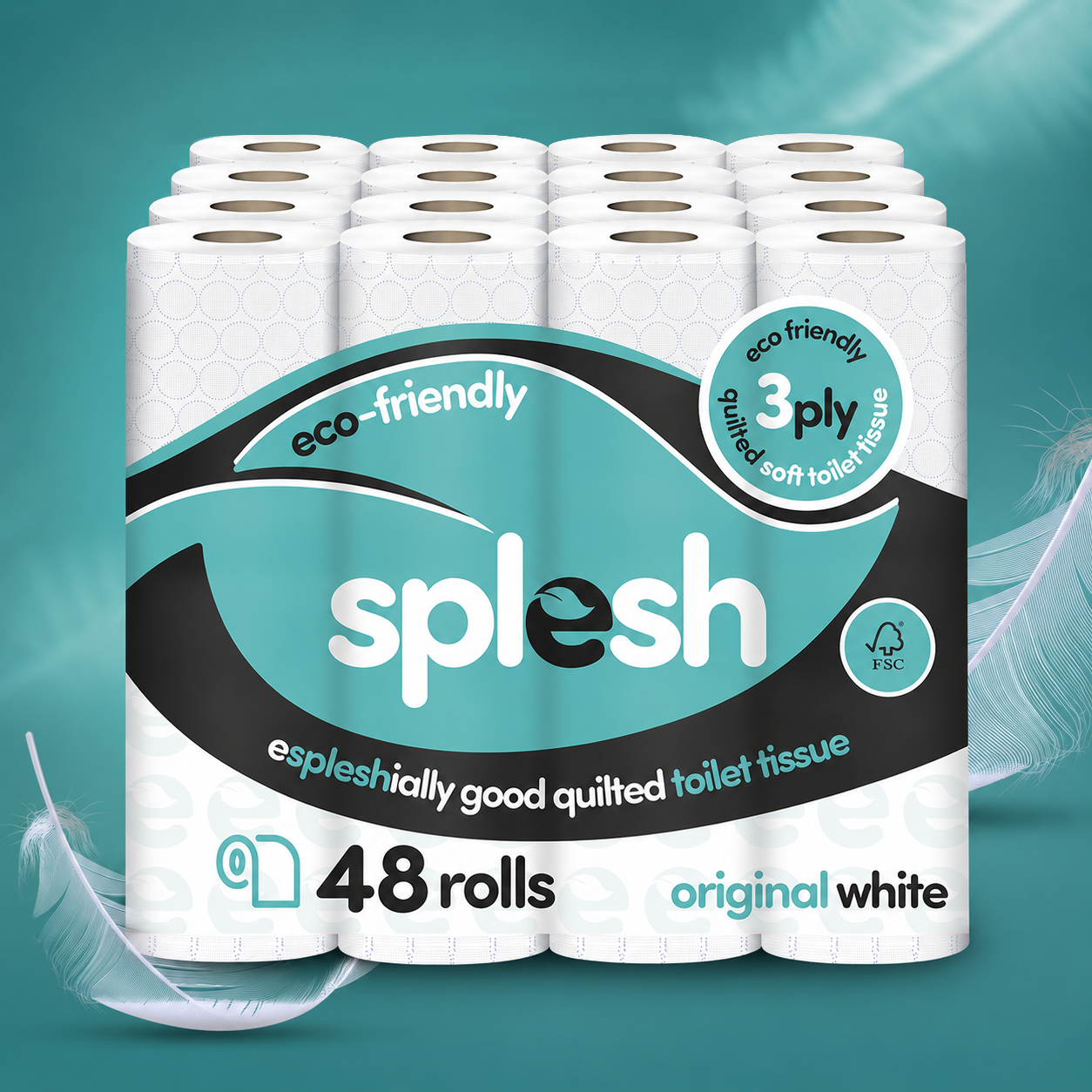 Splesh toilet roll 3ply, 48 rolls, original white