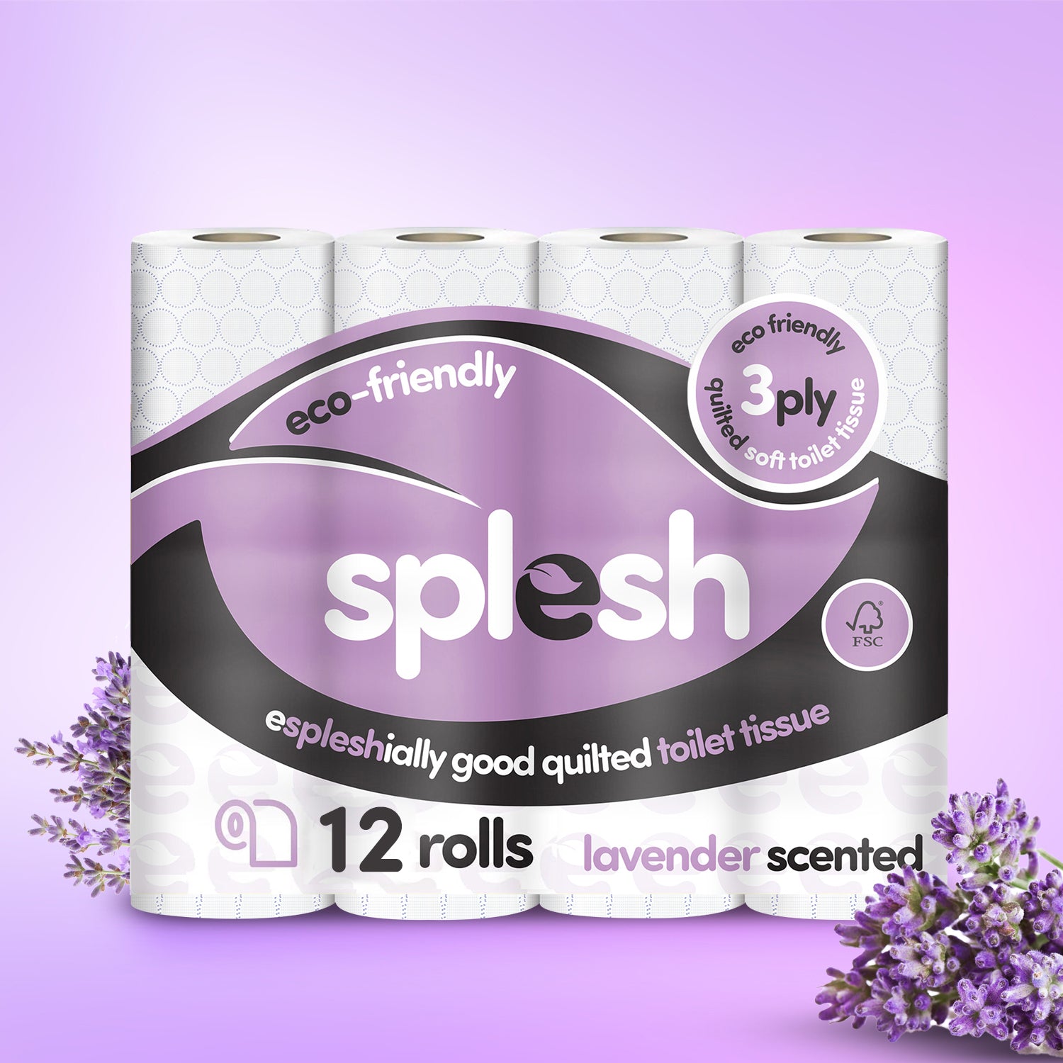 Splesh toilet tissue lavender scented 12 rolls