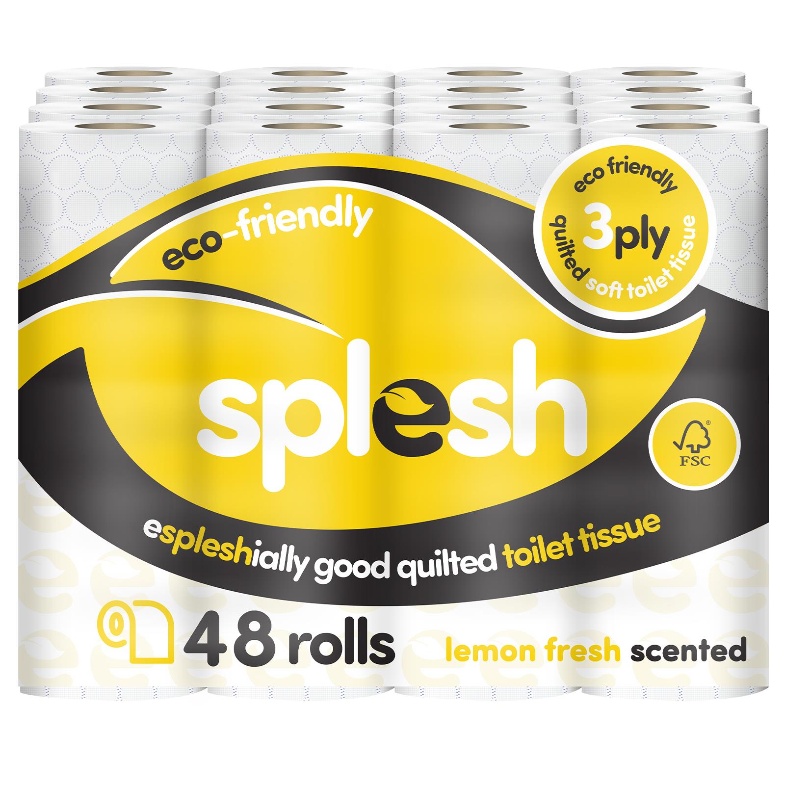 Splesh Soft & Quilted White, Lavender Aloe Vera or Lemon Toilet Tissue 48 Rolls - Splesh