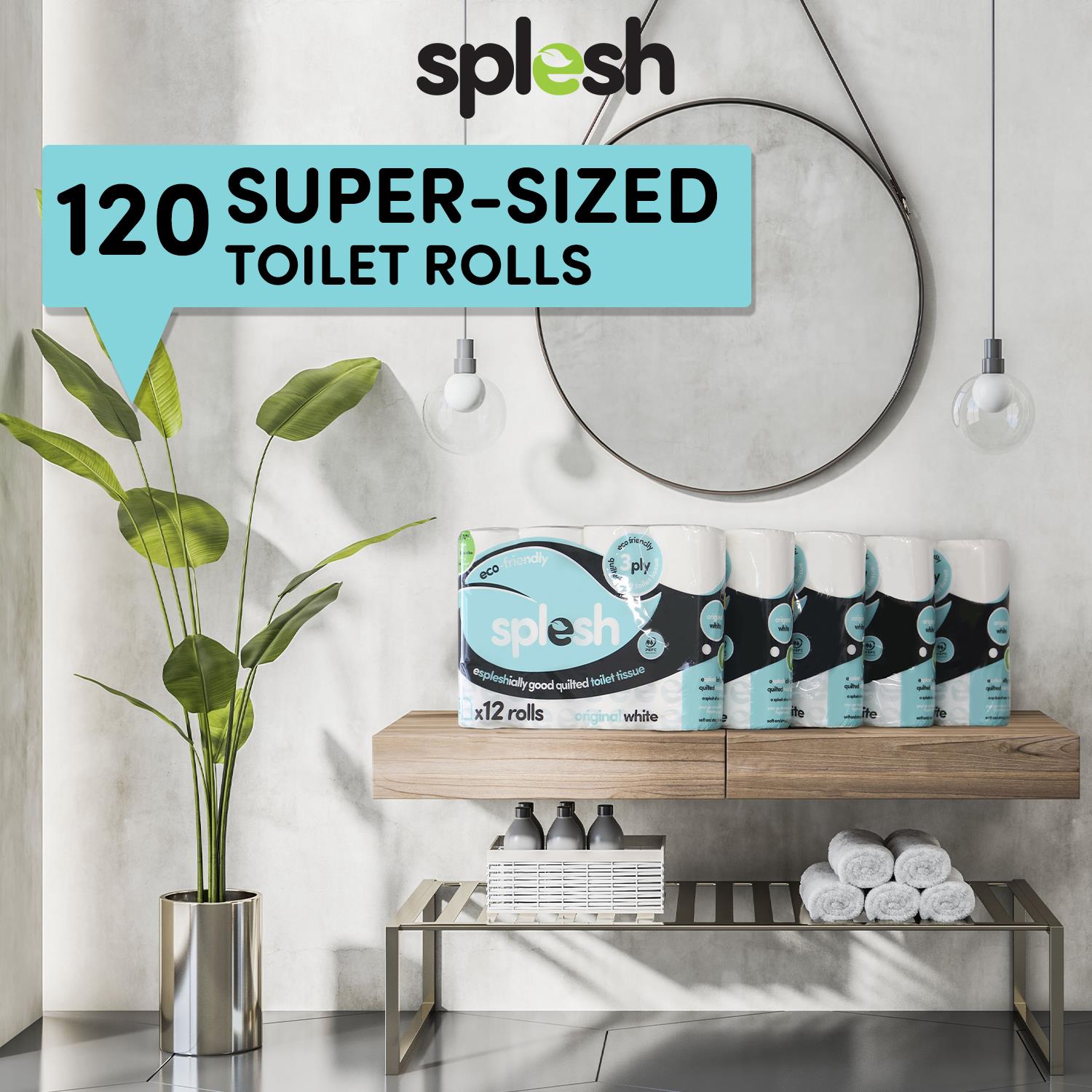 Splesh Toilet Roll Quilted White 120 Rolls with Culina Kitchen Towel 18 Rolls - Splesh