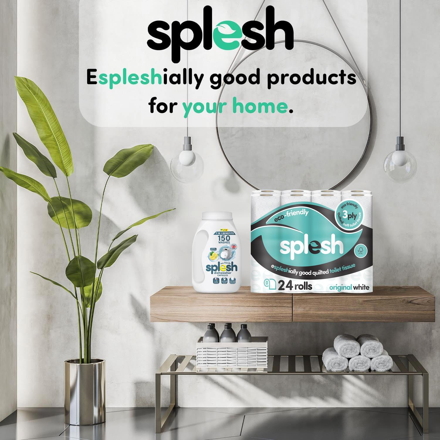 Splesh Toilet Paper Original White 3Ply 24 Rolls w/ 3in1 Dishwasher Tablets 150W - Splesh