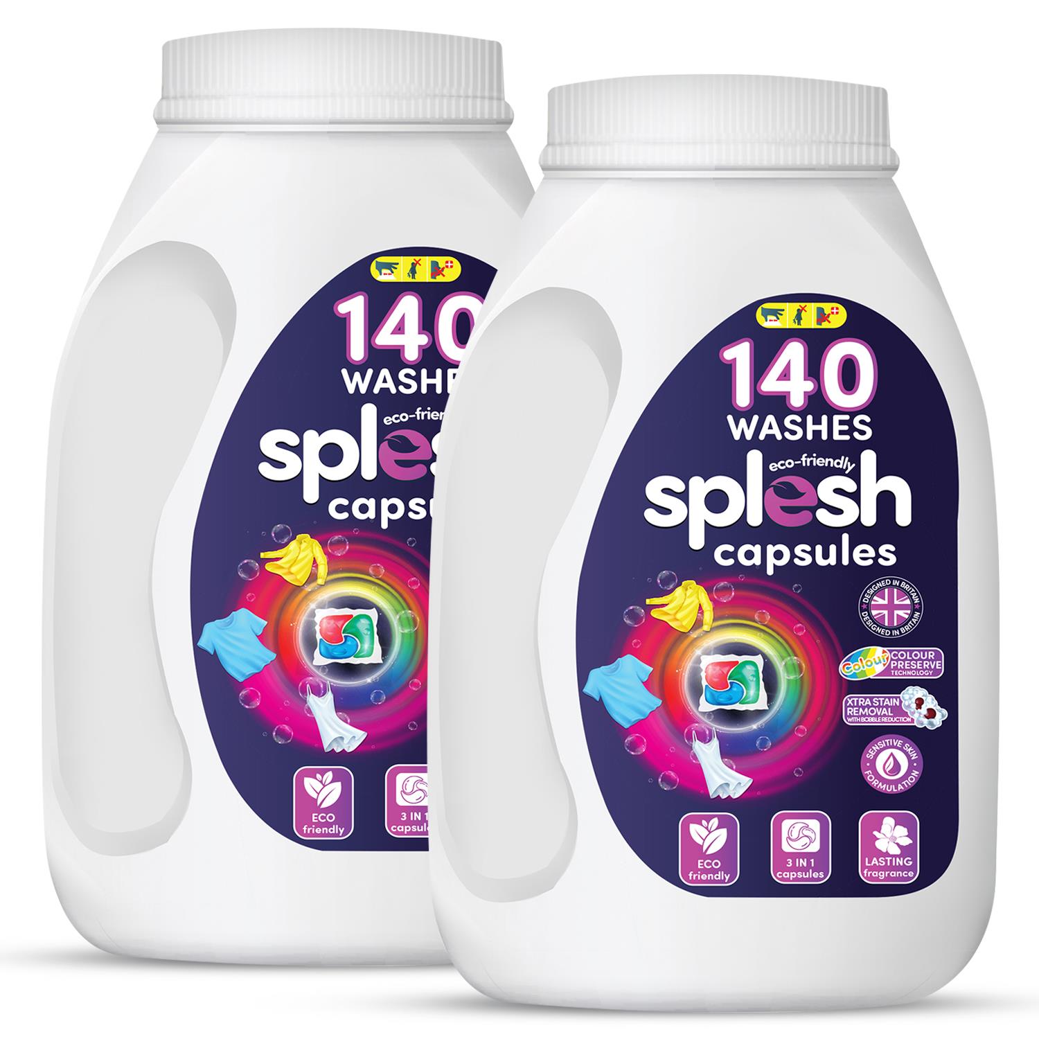 Splesh Xtra Stain Removal 3in1 Laundry Capsules, 10 Months Supply Bulk Buy 280 Washes - Splesh