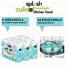 Splesh Toilet Roll Quilted White 24 Rolls with Culina Kitchen Towel 9 Rolls