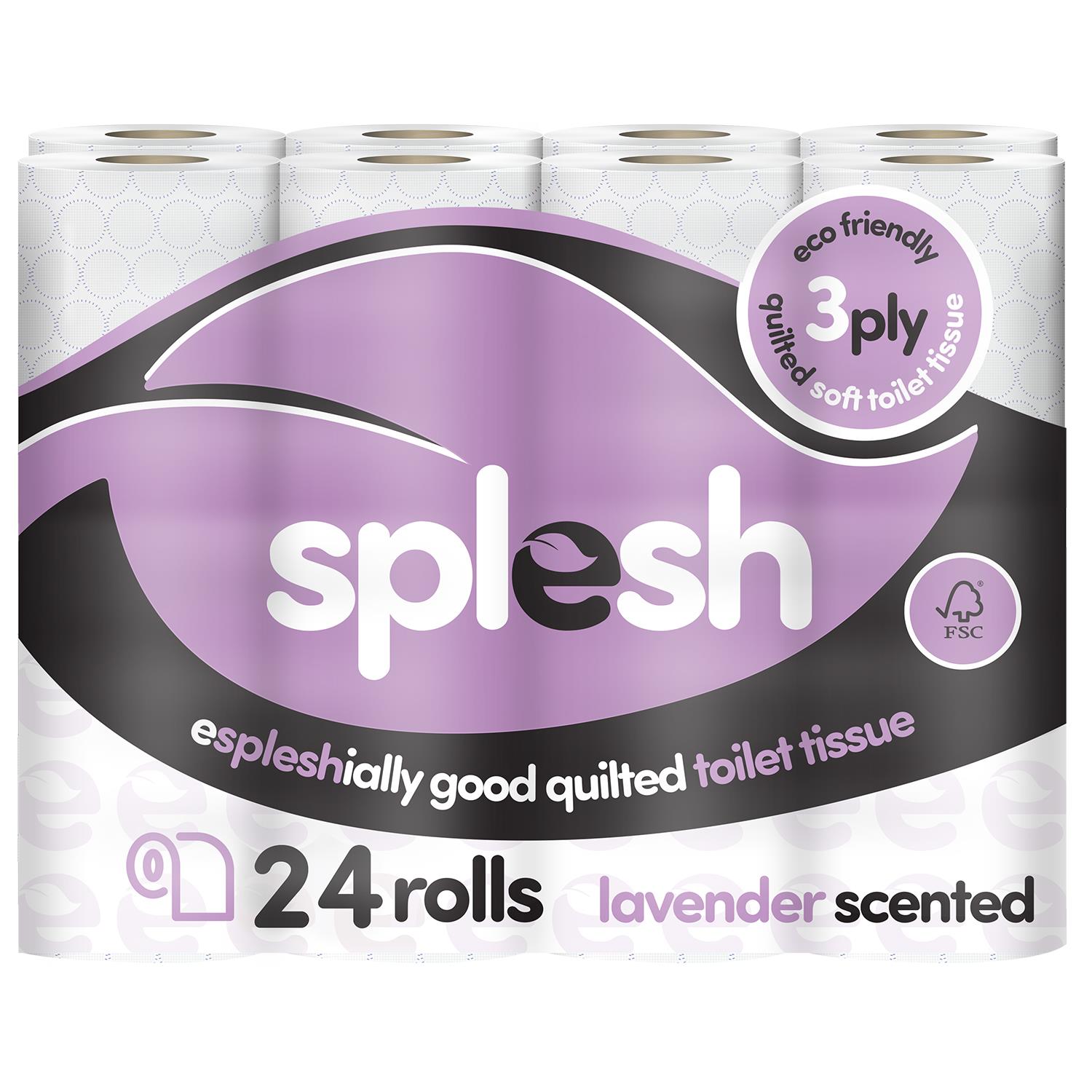 Splesh Soft & Quilted White, Lavender Aloe Vera or Lemon Toilet Tissue 24 Rolls - Splesh