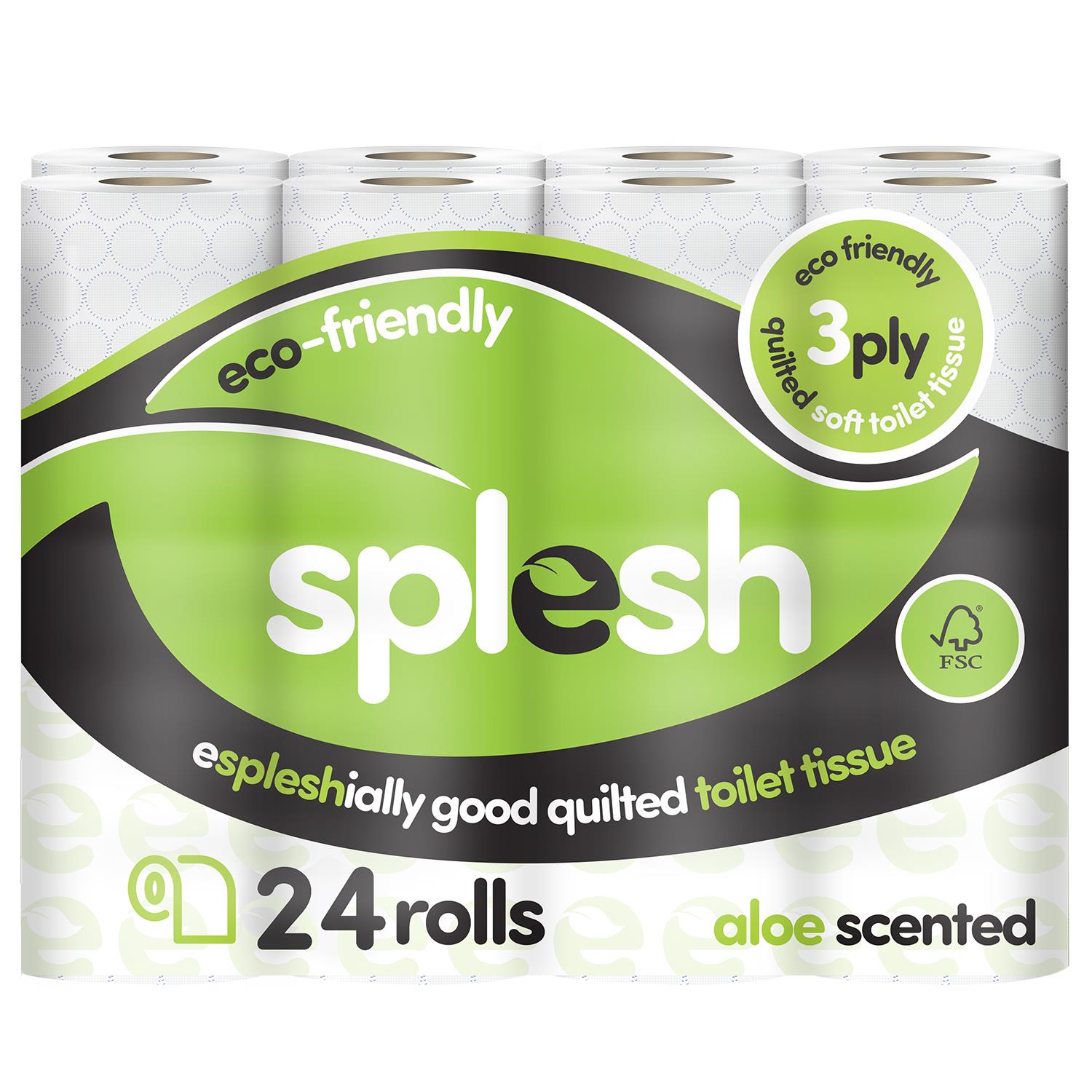 Splesh Toilet Roll Soft & Quilted 3-Ply AloeVera Scented Toilet Tissue, 24 Rolls - Splesh