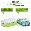 Splesh Toilet Roll Quilted White 120 Rolls with Culina Kitchen Towel 15 Rolls