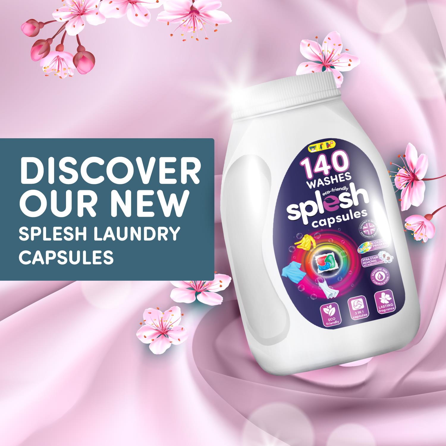 Splesh Xtra Stain Removal 3in1 Laundry Capsules, 5 Months Supply Bulk Buy 140 Washes - Splesh