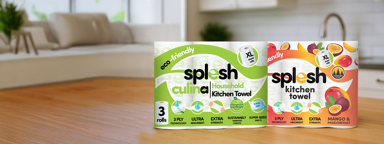 Splesh Culina Kitchen Towel - Mango & Passionfruit scented 3 Ply Ultra Absorbent Household XL Roll, 18 Rolls