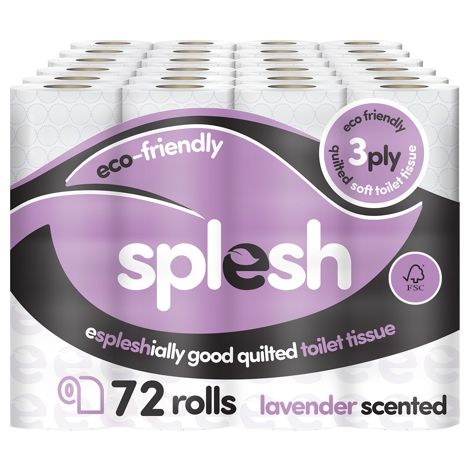 Splesh Toilet Roll, Soft & Quilted Eco-Friendly Lavender, 72 Rolls - Splesh